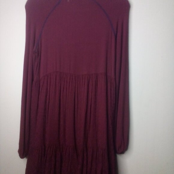 Threads & States Dress S Women Long Sleeve Turtle Neck Textured Red Maroon - Picture 4 of 16